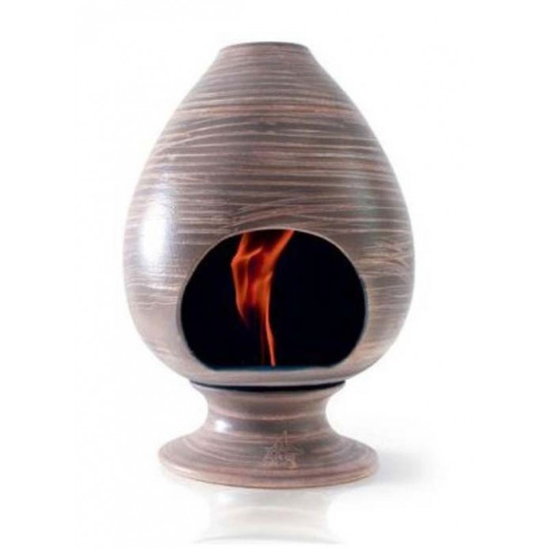 Biocamino in Ceramica Artigianale a Bioetanolo Modello Pigna Made in italy